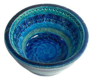 Italian Rimini Blue Ceramic Bowl by Aldo Londi for Bitossi, 1970s