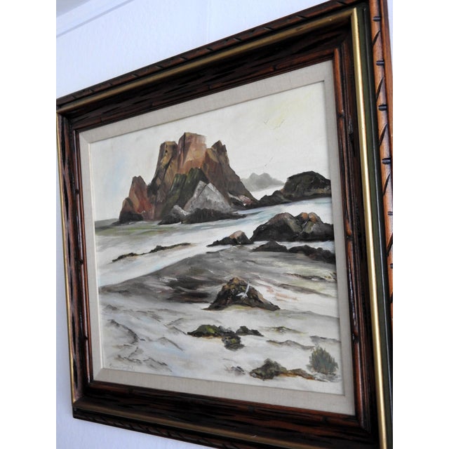 Coastal Vintage Original Pacific Coast Oil Painting by Raymond Zurfluh For Sale - Image 3 of 11