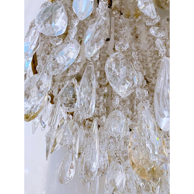 Metal 1950's Italian Brass Upside Down Layered Chandelier For Sale - Image 7 of 11