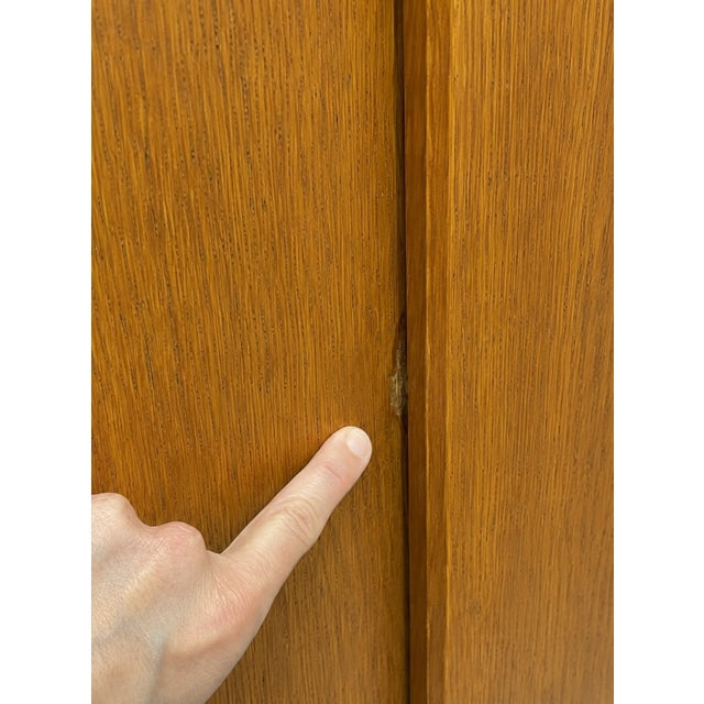 Mid Century Modern Oak Sliding Door Credenza – Danish Modern Storage Cabinet, C. 1960’s For Sale - Image 11 of 12