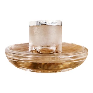 1901 English Sterling Silver and Glass Match Striker For Sale