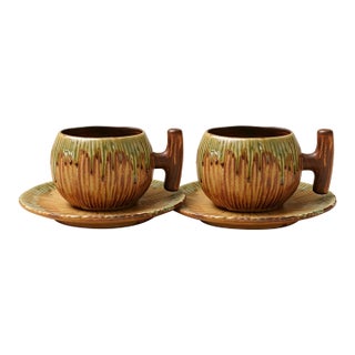 Vintage-Style Coffee Cup and Saucer Set - Set of 2 For Sale