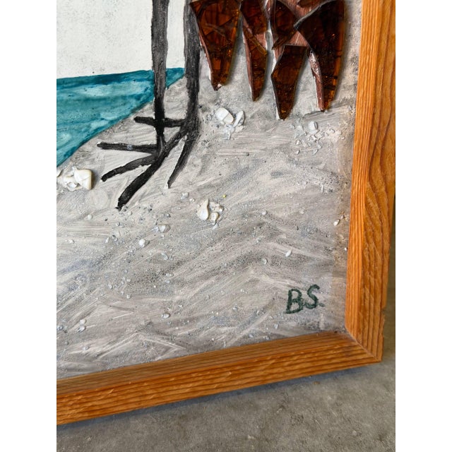 Sculpture Materials Vintage Danish Mosaic Tile Wall Art With Cranes – Mid Century Modern Framed Panel 1960s For Sale - Image 7 of 10