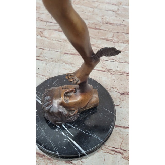 Bronze Hand Made Giambologna Flying Mercury Bronze Sculpture by lost wax method For Sale - Image 8 of 10