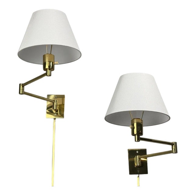 1970s George Hansen, Articulating Wall Lights, Polished Brass, Spain - a Pair For Sale