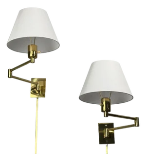 1970s George Hansen, Articulating Wall Lights, Polished Brass, Spain - a Pair