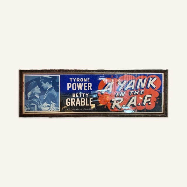 1940s Framed Monumental Movie Poster for a Yank in the r.a.f. 1941 Starring Tyrone Power and Betty Grable For Sale - Image 4 of 5