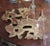 Pair 19th c. carved and gilt wood wall brackets in the Chippendale manner. Each rococo shaped shelf on shell and double...