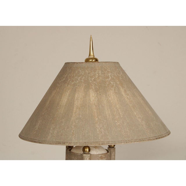 Gray Neoclassical Style Pair of Travertine Table Lamps For Sale - Image 8 of 12