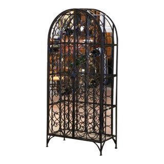 Mid-Century French Iron Sixty-Eight Bottle Wine Rack With Lock and Keys For Sale