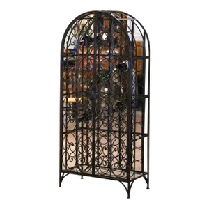 Mid-Century French Iron Sixty-Eight Bottle Wine Rack With Lock and Keys
