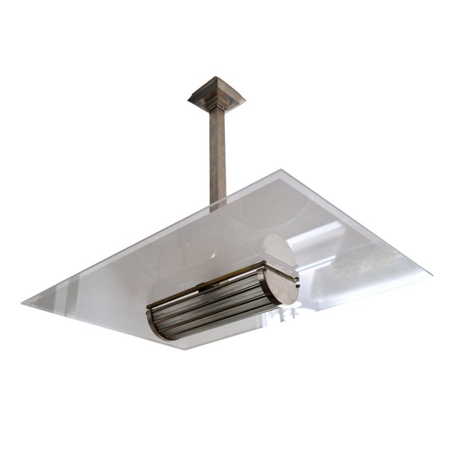 Ceiling Lamp with Glass Rods and Chrome Plating, 1930s For Sale