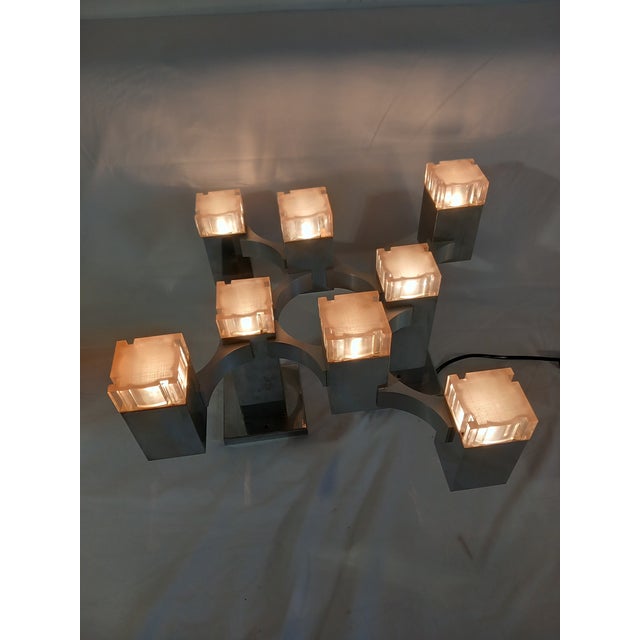 1970s Italian Ceiling Light in Cubic Chrome Metal and Acrylic Glass by Gaetano Sciolari, 1970s For Sale - Image 5 of 16