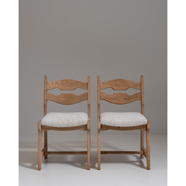 Pair of 1970s French Beige Oak Mid-Century Modern Chairs with Upholstered Seats For Sale - Image 9 of 15