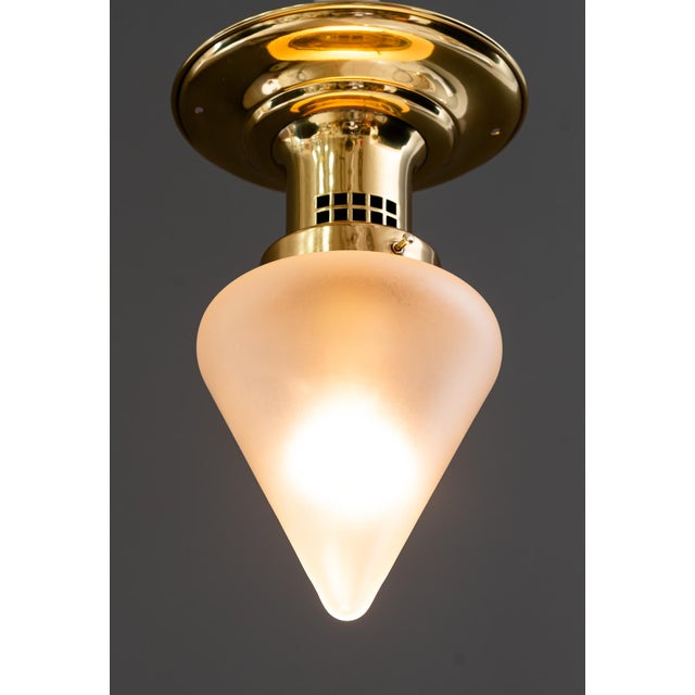 Metal Ceiling Lamps with Glass Shades, Vienna, 1920s, Set of 2 For Sale - Image 7 of 16