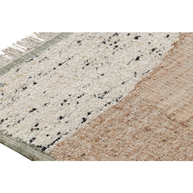 Mid-Century Modern Rug & Kilim’s Abstract Flatweave with Beige, Cream, and Black Geometric Patterns - 3x12 For Sale - Image 3 of 7