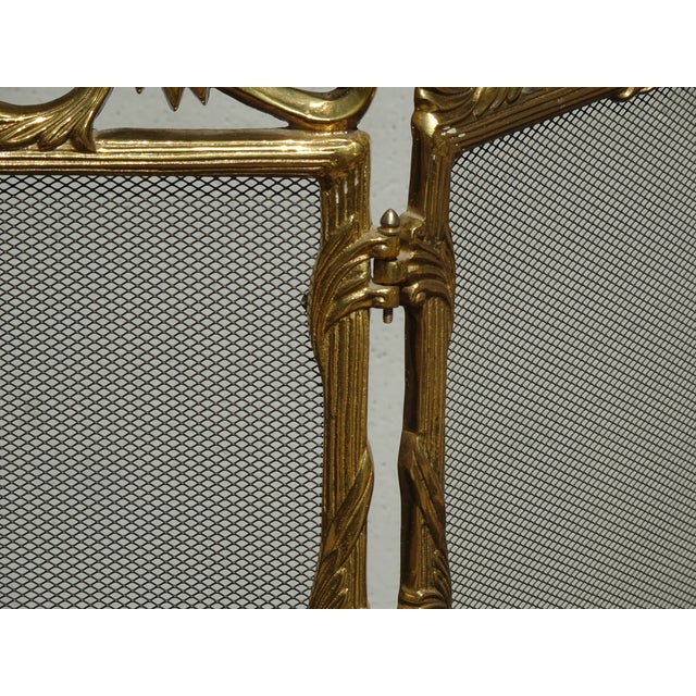 Vintage French Country Brass W Mesh Three Panel Fireplace Screen For Sale - Image 14 of 15
