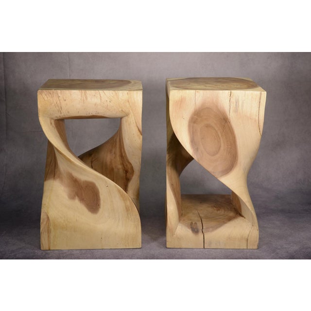 Set of Exotic Wood Stools Comme Chez You Art For Sale - Image 4 of 16