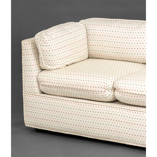 Textile Modern Geometric Linen Upholstered 3-Seat Sofa For Sale - Image 7 of 18