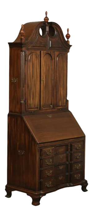 Maddox Chippendale Style Vintage Mahogany Block Front Secretary Desk