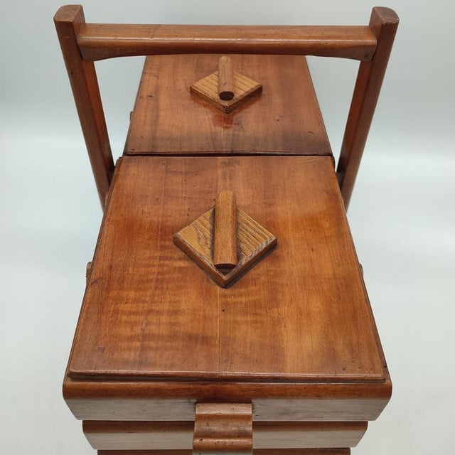 1950s Mid-Century Wood Cantilever Sewing Box, Germany, 1950s For Sale - Image 5 of 10