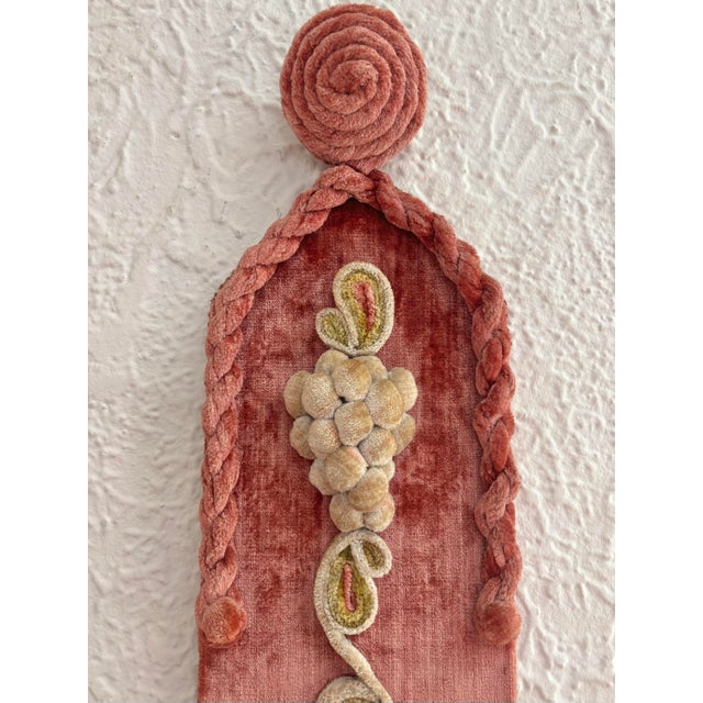Victorian 19th Century Victorian Velvet Raised-Embroidery Bell Pull For Sale - Image 3 of 6