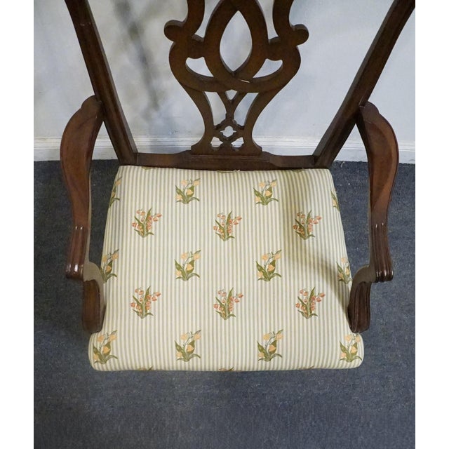 Wood High End Solid Mahogany Traditional Chippendale Style Dining Arm Chair For Sale - Image 7 of 8