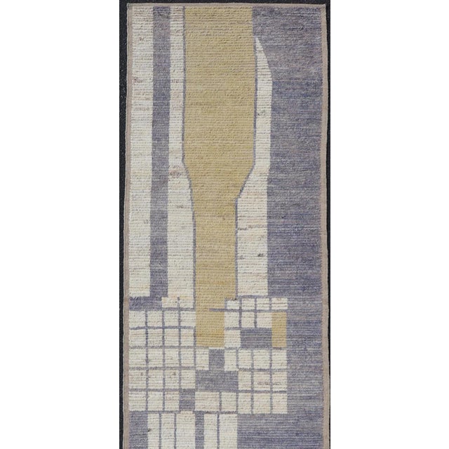 Measures: 3'2 x 13'0 All-Over Modern Design on Cream Background with Lavender and Soft Yellow Design. Keivan Woven Arts/...