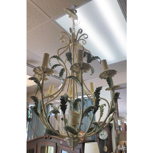 1940s Large Vintage 1940s Italian Wrought Iron Chandelier For Sale - Image 5 of 9