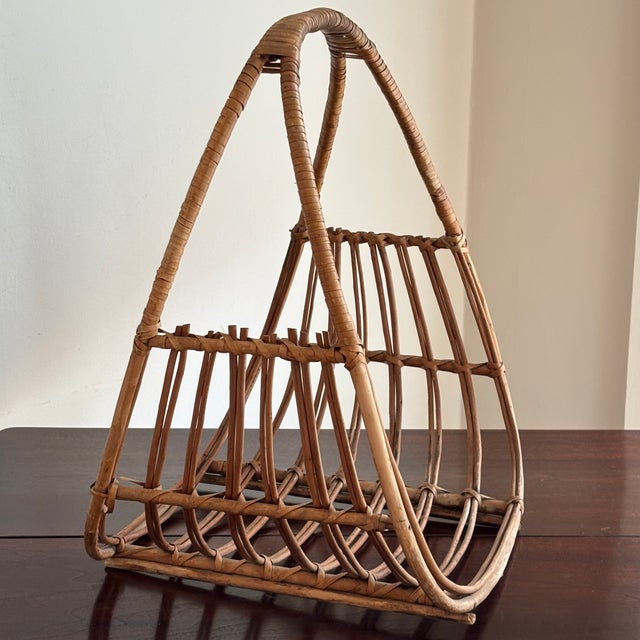 1960's Franco Albini Style Rattan Magazine Rack For Sale - Image 17 of 18