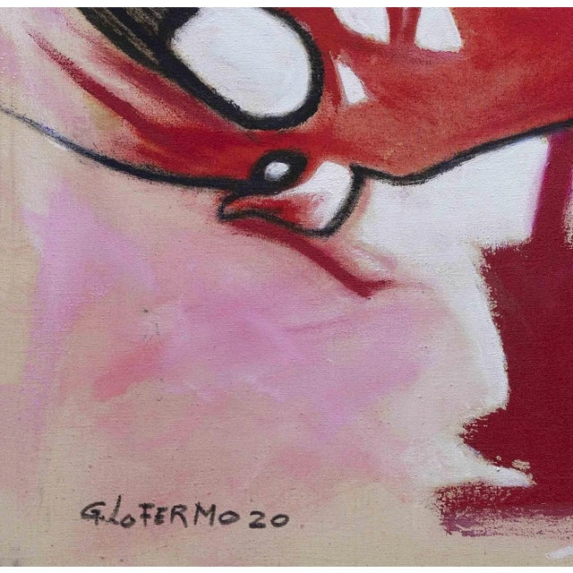 Contemporary Giorgio Lo Fermo, Pink and Red Composition, Original Oil on Canvas, 2020 For Sale - Image 3 of 5