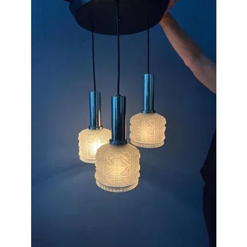 Vintage Frosted Glass Cascade Pendant Lamp For Sale - Image 11 of 11