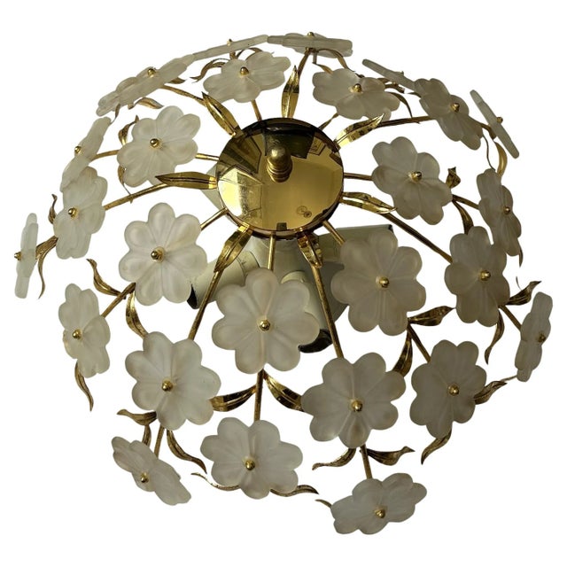 Glacier Flower Murano Ceiling Light, 1980s For Sale - Image 9 of 9