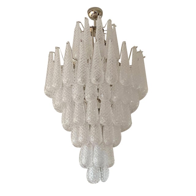 Large Drop Crown Chandelier in Murano For Sale