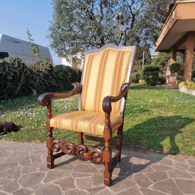 Antique Armchair in Hand-Carved Walnut, 1650 For Sale - Image 11 of 11