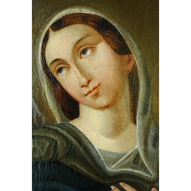 Madonna of Sorrows, 1800s, Oil on Canvas For Sale - Image 5 of 15