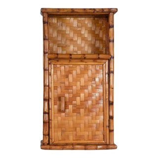 1970s Vintage Rattan Hanging Cabinet For Sale