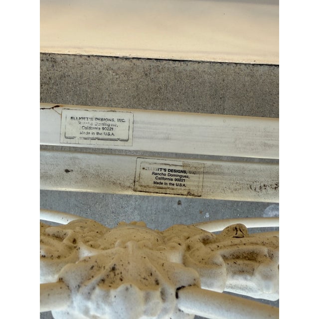 1980s Vintage Elliott's Designs White Cast Iron Brass Queen King Headboard Footboard For Sale - Image 5 of 12