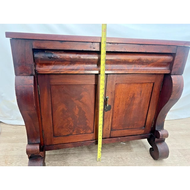 Antique Empire Style Cabinet Flame Mahogany Sideboard, Small Credenza, Buffet For Sale - Image 10 of 13