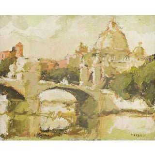Franco Marzilli, View of Rome, Oil Painting, 1970s For Sale