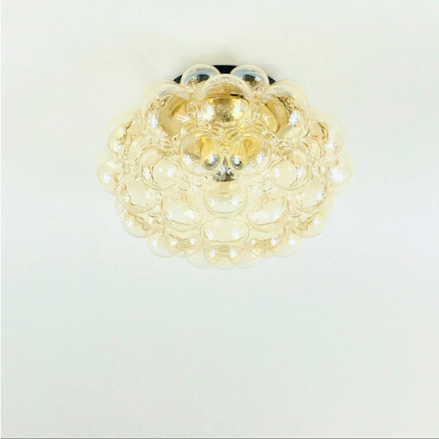 Stunning large mid-century modern amber bubble glass ceiling light/flush mount designed by helena tynell for limburg,...