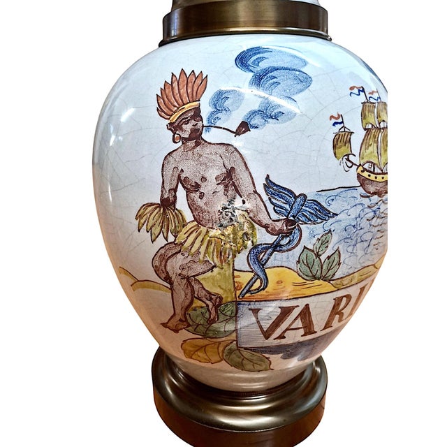 Metal Mid 20th Century Tobacco Jars as Table Lamps - a Pair For Sale - Image 7 of 13