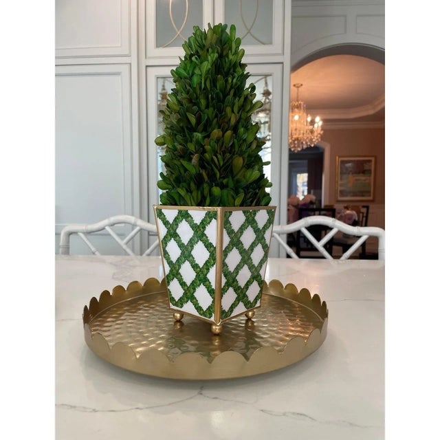 Metal Boxwood Trellis Enameled Square Cachepot For Sale - Image 7 of 7