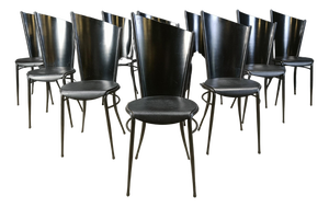 Post Modern Wooden Dining Chairs, 1980s, Set of 10