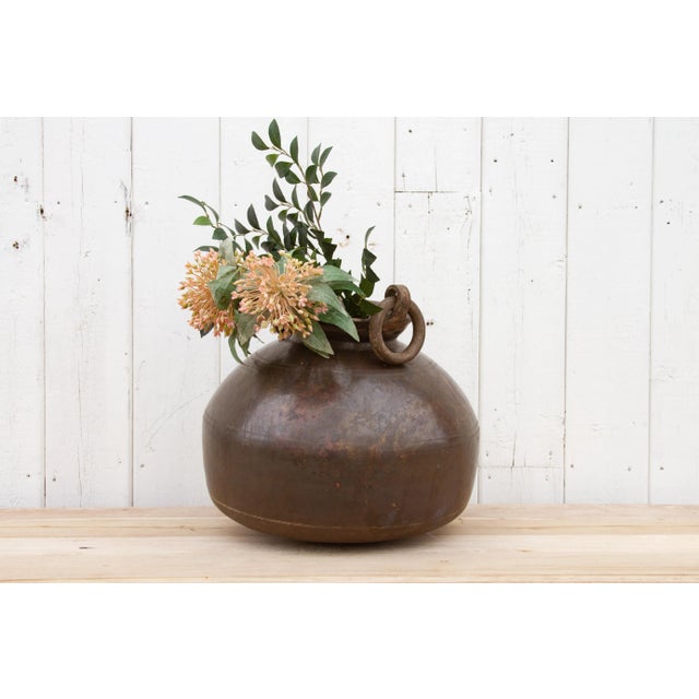 Metal Aged Bronze Color Indian Water Container For Sale - Image 7 of 8