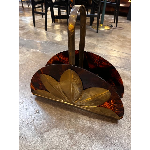 Brass Italian Decorative Journal Rack 1980s For Sale - Image 8 of 8