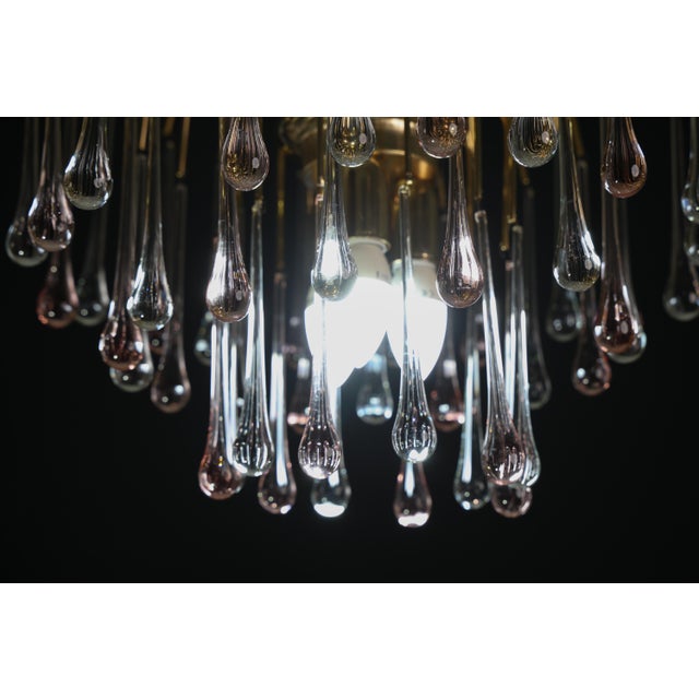 1980s Lady Grace, Chandelier With Pink and Transparent Pendants, Murano Glass For Sale - Image 11 of 15