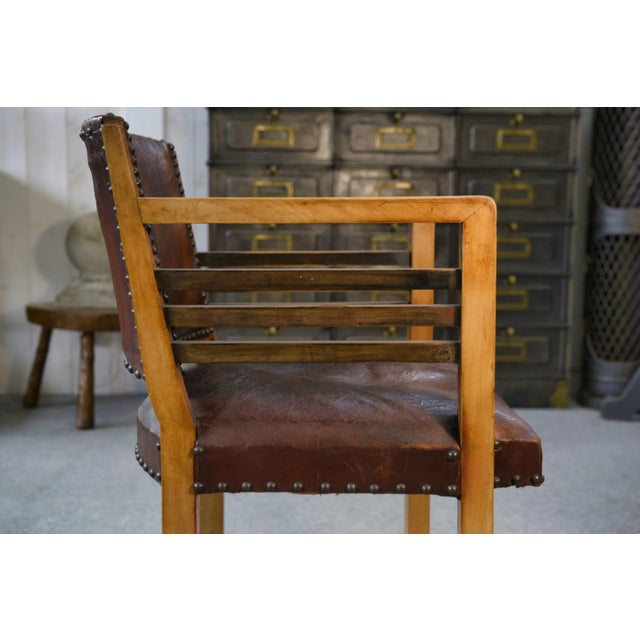 Beige Modern Leather Armchair, 1940s For Sale - Image 8 of 10