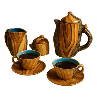 Modern Tea Service by Grandjean-Jourdan for Vallauris, 1955, Set of 5 For Sale