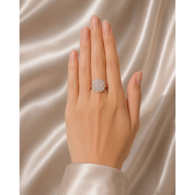 Contemporary Late 20th Century 18K Pink Rose Gold Champagne Yellow Fancy Round Diamond Ring, Size 6.5 For Sale - Image 3 of 3